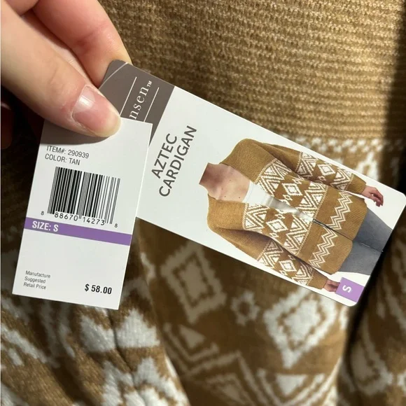 Tan Aztec Stretchy Cardigan - Picture 3 of 6
